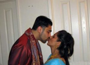 newly married husband wife lip locking photo