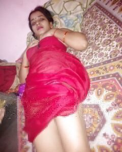 horny aunty in red lingerie