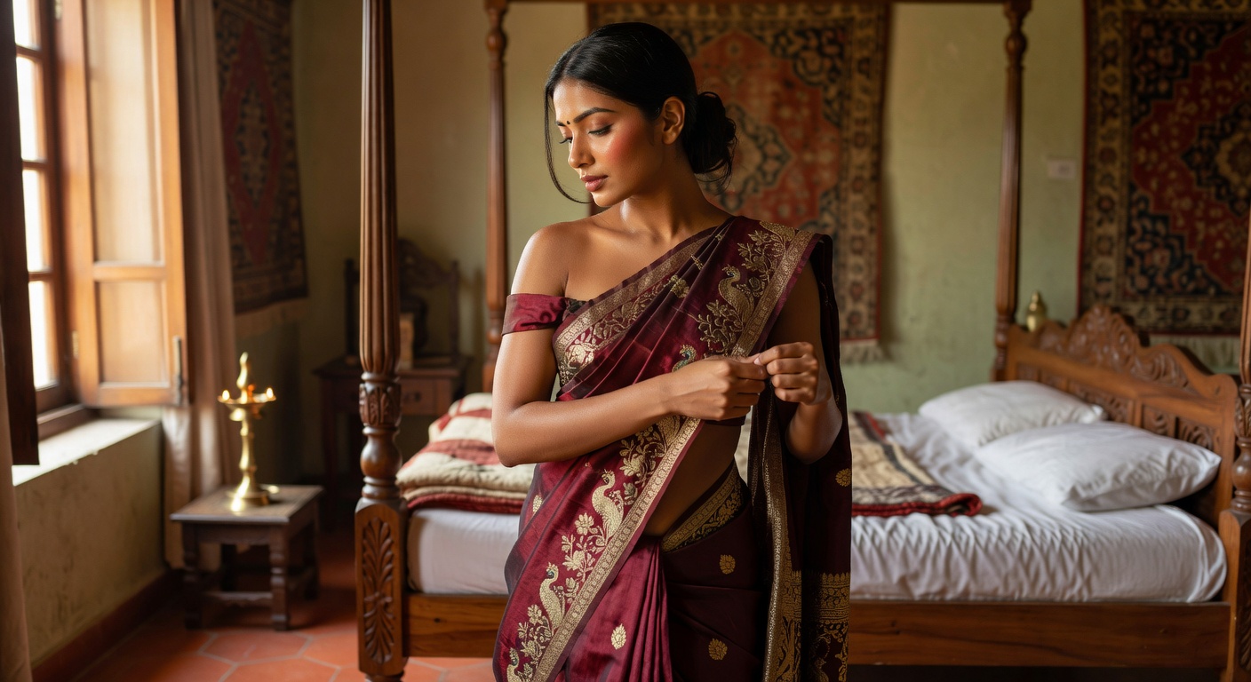 Sexy Desi Babe Undressing — Saree Strip - photo 5