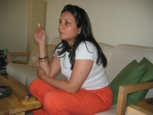 high society aunty smoking photo