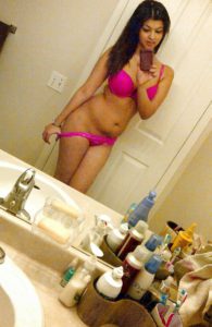 indian horny chick pink bikini bathroom xxx selfie